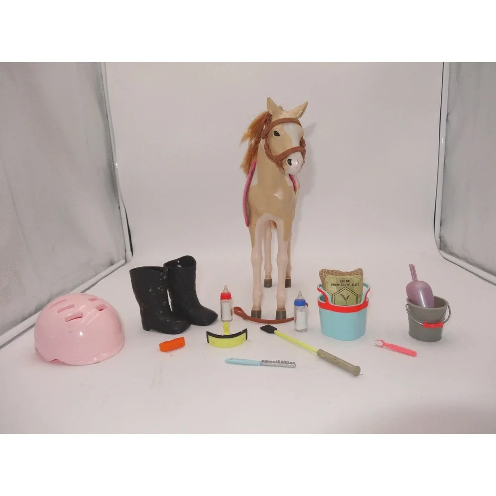 Our Generation Foal Horse Toy Set with Accessories Pink Helmet Boots
